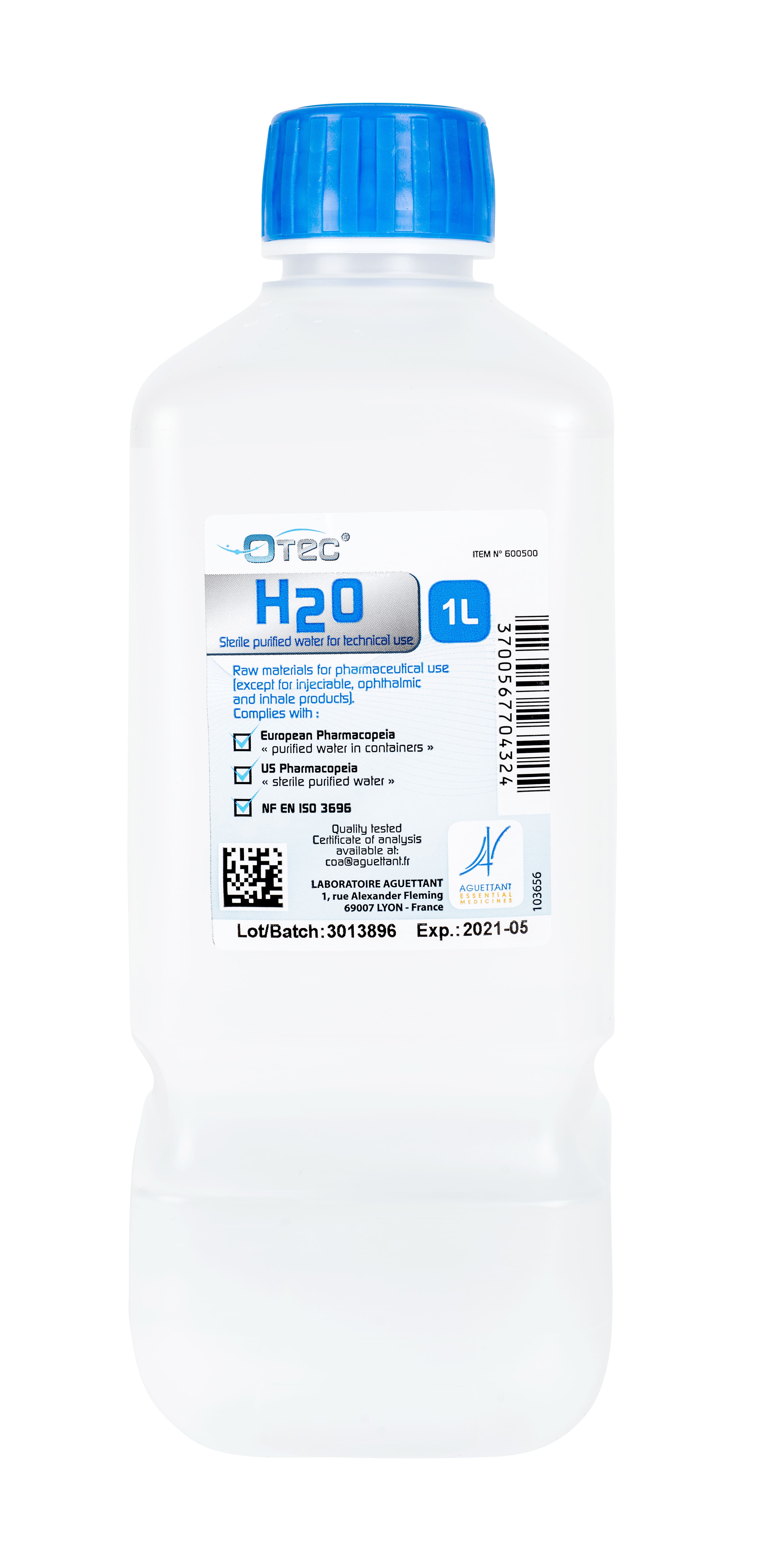 Eau stérile apyrogène OTEC 1 L (carton de 10 flacons)